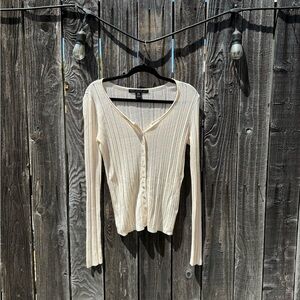 Marc Jacobs Cream Colored Knit Silk Cashmere Button-up Cardigan Floral Buttons S